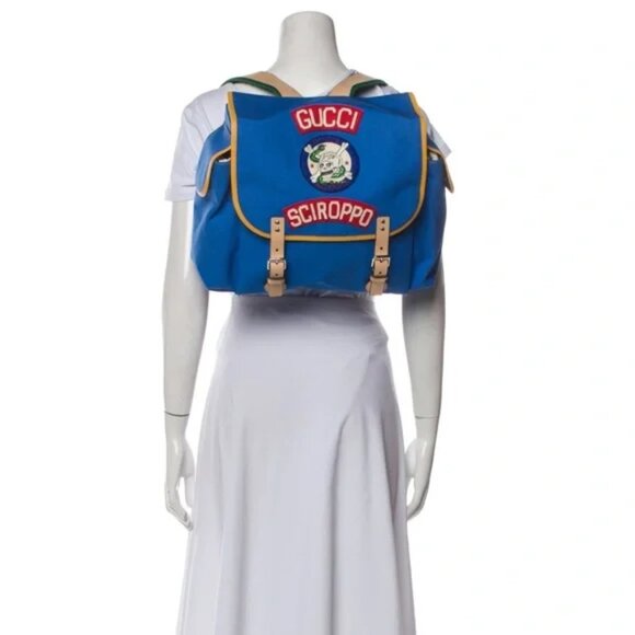 Authentic Gucci Canvas Childrens Sciroppo Patch Backpack Blue NIB - Picture 7 of 7